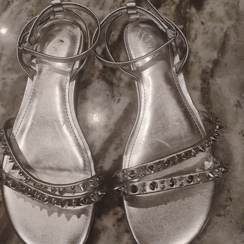 Guess Silver Spiked Sandals